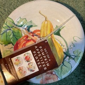 New with Tags! 2 Set of Appetizer Plates Featuring Pumpkins!